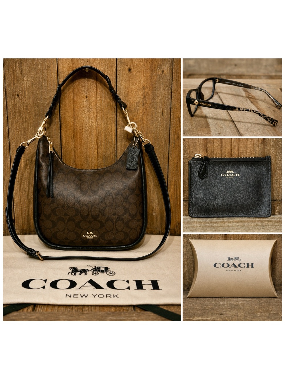 Coach. 5 Piece: NEW Jules Hobo Bag & Free ID Case, Glasses, Dust Bag & Gift Box. - Picture 16 of 16